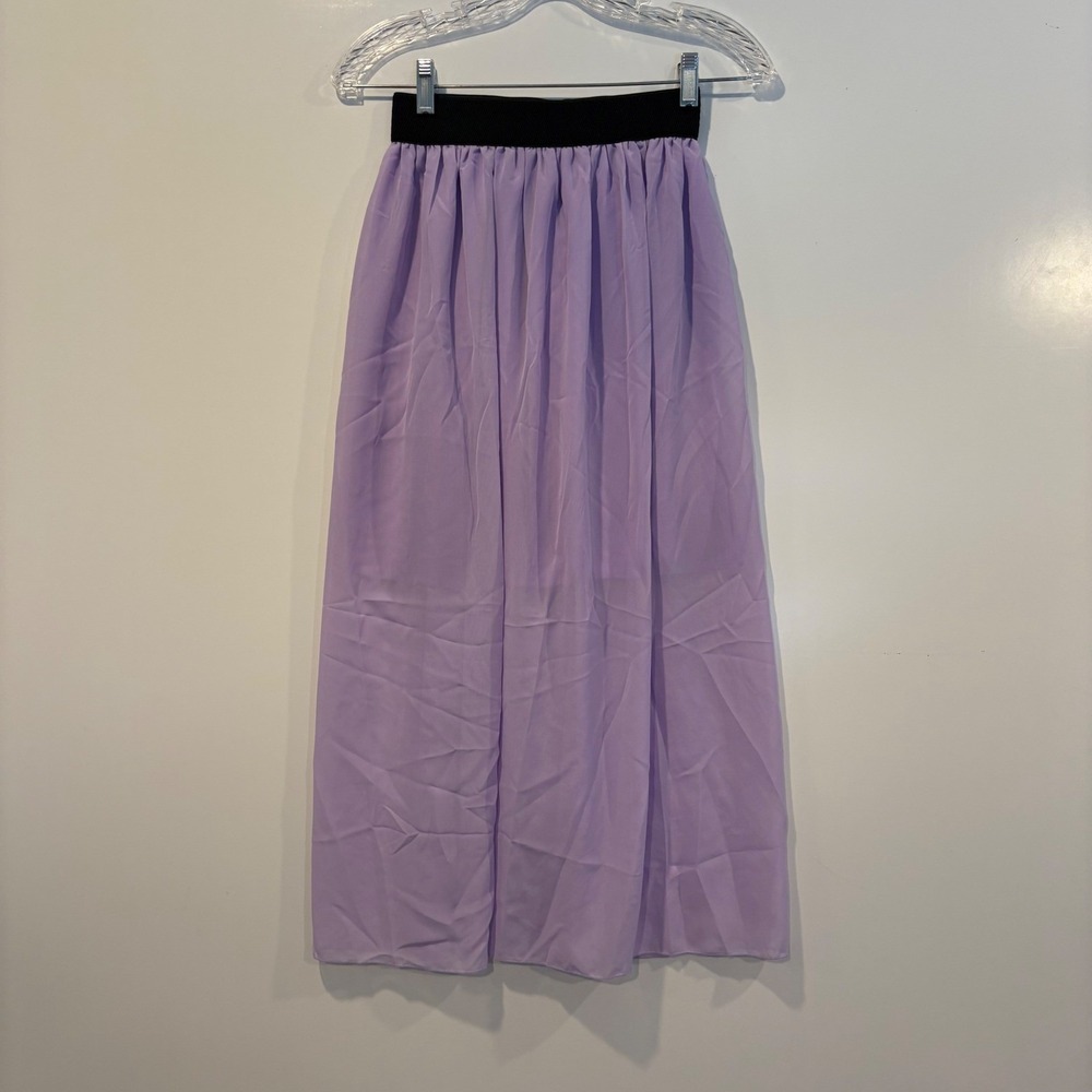 LIVAGIRL Purple Chiffon Mini Maxi Skirt Boho Beach Womens Size Small NWT